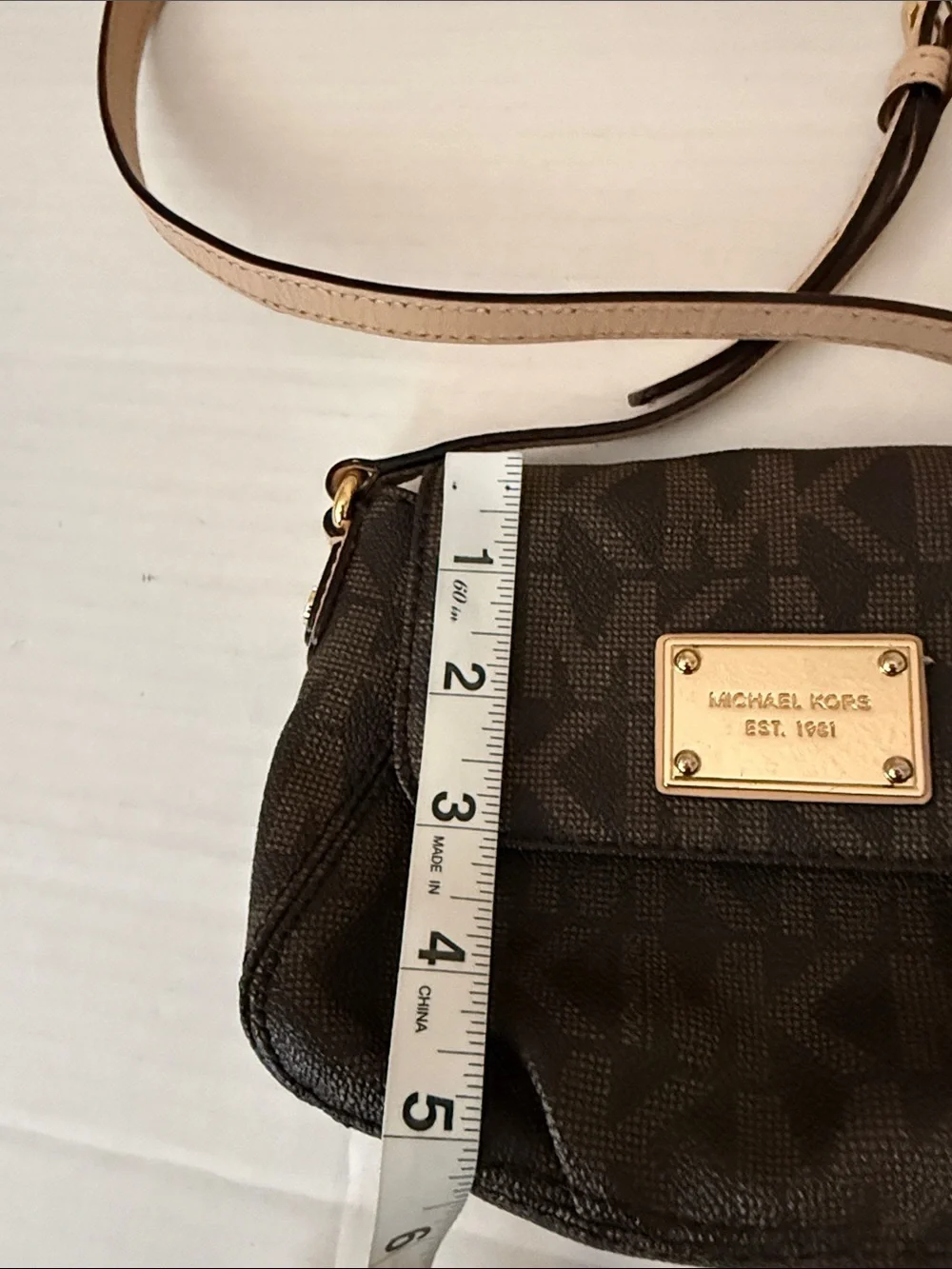 Michael Kors Jet Set Small Flap monogram crossbody, gold  hardware